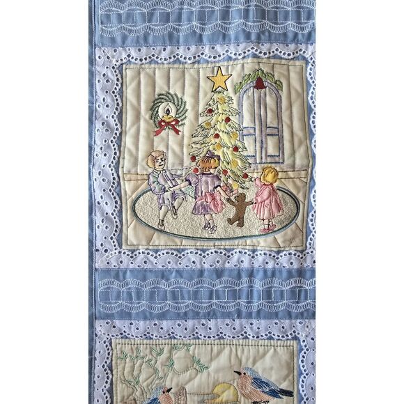 Sweet Handmade One of a Kind 38" Square Quilt ~ Detailed Embroidered Panels - Picture 3 of 16